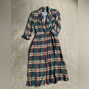 Vintage Low Cut Plaid Dress